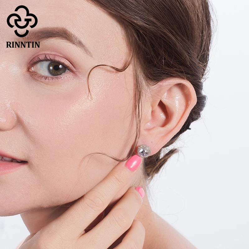 Женские серьги гвоздики из серебра 925 пробы с фианитом|Серьги-гвоздики| |