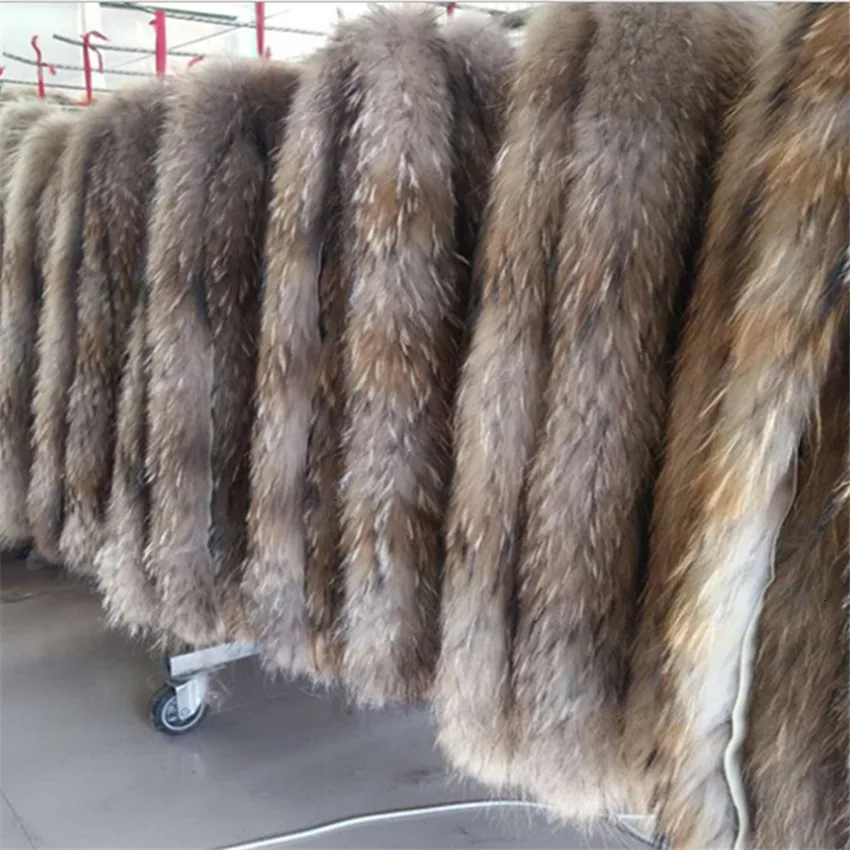 Горячая Распродажа, зимний воротник из натурального меха енота, натуральный мех енота, шарф 70 см, модное пальто, свитер, шарфы, воротник