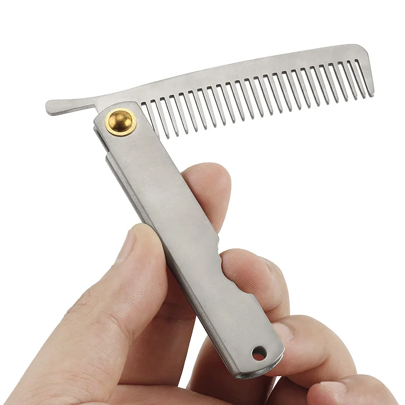 1 шт складной расчески для бороды Титан гребень из сплава не ржавеет и анти