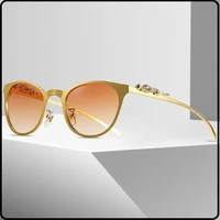 metal cat eye sunglasses woman fashion optical flat mirror luxury brand glasses uv400