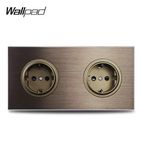 Wallpad l6 172 * 86 mm elektrische stroomuitlaat bruin geborsteld aluminium paneel dubbele eu muur sockets