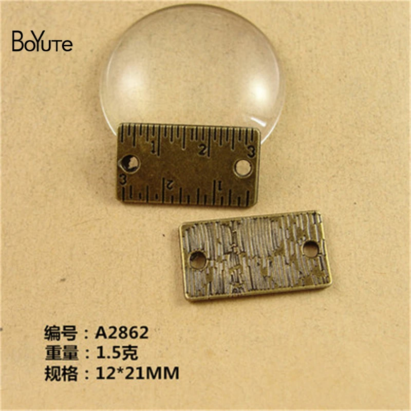 

BoYuTe (50 Pieces/Lot) 12*21MM Charms Ruler Measuring Connector Antique Bronze Plated Metal Pendant for Jewelry Making Diy