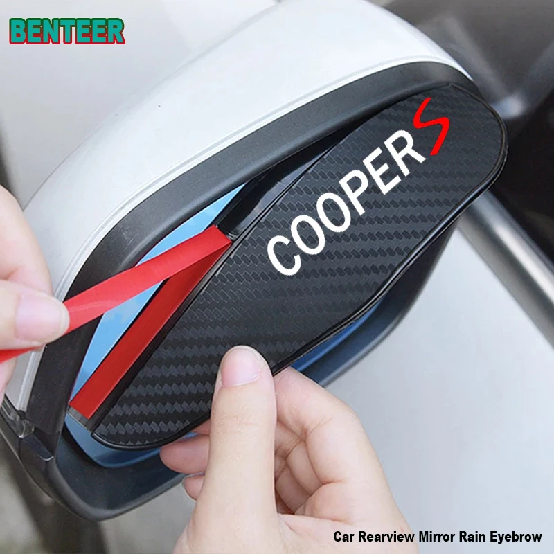2 шт. углеволоконных наклеек для бровей заднего вида зеркала автомобиля с MINI S Coopers Countryman R60 R56 F55 F56, аксессуары для автомобилей на.