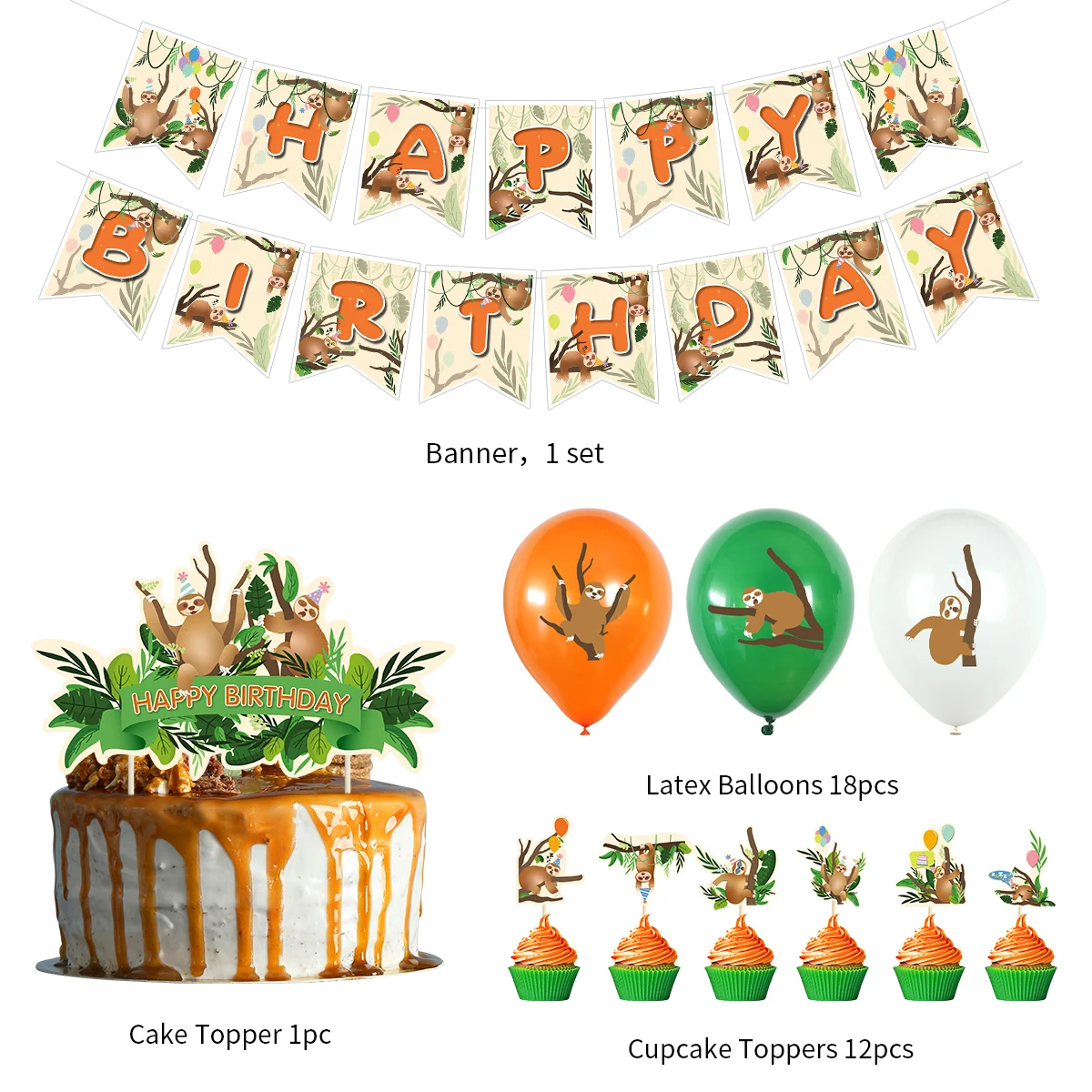 Набор украшений для детского дня рождения с изображением ленивецкого