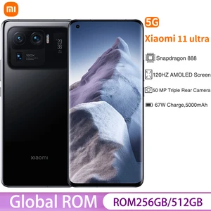 new original xiaomi mi 11 ultra 5g smartphone 12gb256gb snapdragon 888 eight core 50mp 120hz curved screen 67w fast charge nfc free global shipping