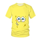 Богатый в стиле хип-хоп желтый Боба Футболка для мальчика и девочки, Детские губка детская футболка спортивная Короткий рукав с рисунком из аниме для девочек и мальчиков, с рисунком из мультфильма короткий рукав Top110-6X