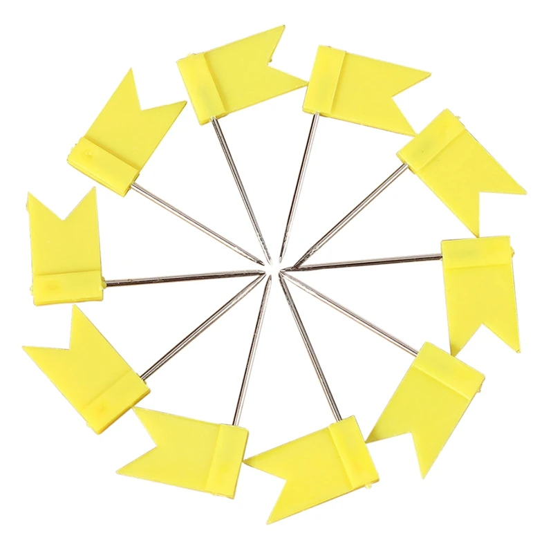 200 Flag Shape Map Pins Cork Notice Board Drawing Push Pin Yellow & White | Канцтовары для офиса и дома