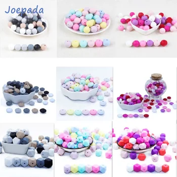 Joepada 30Pc 9/12/15mm Round Silicone Beads Teething Nursing Necklace Lentils Beads Food Grade Silicone Hexagon Silicone Teether 1