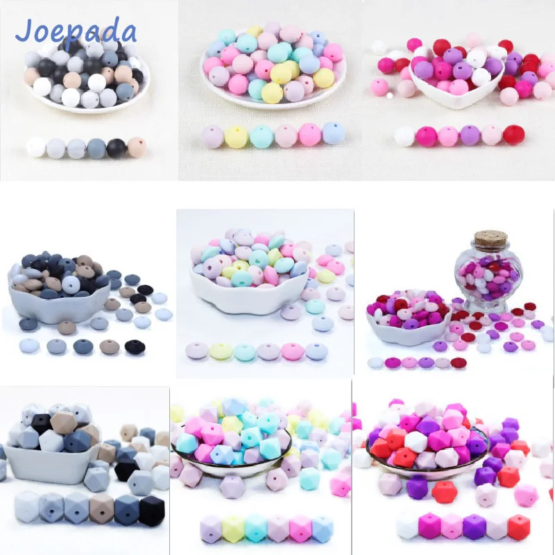 Joepada 30 шт. 9/12/15 мм круглые силиконовые бусы для прорезывания зубов ожерелье