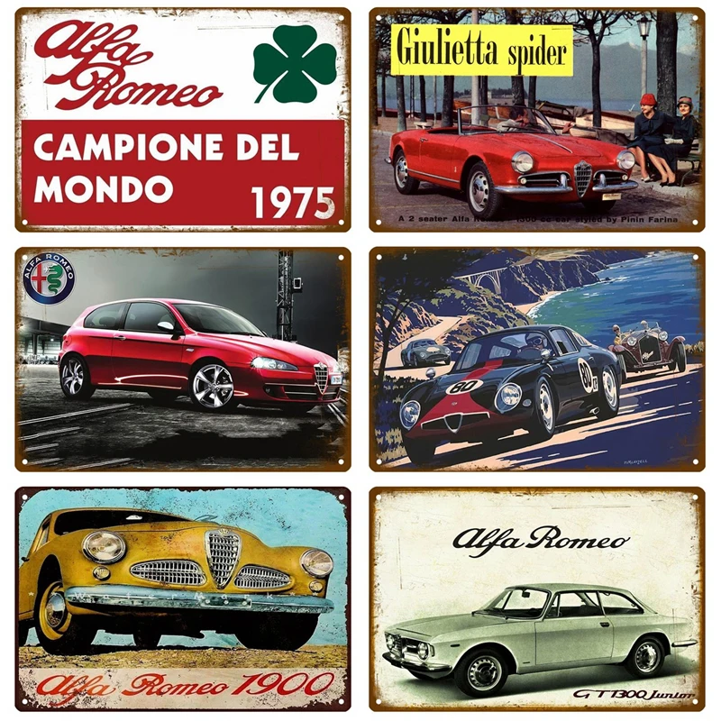 

Alfa Romeo Ретро декоративный дом металлическая табличка с надписью жестяной знак винтажный постер Декор стена настенные постеры