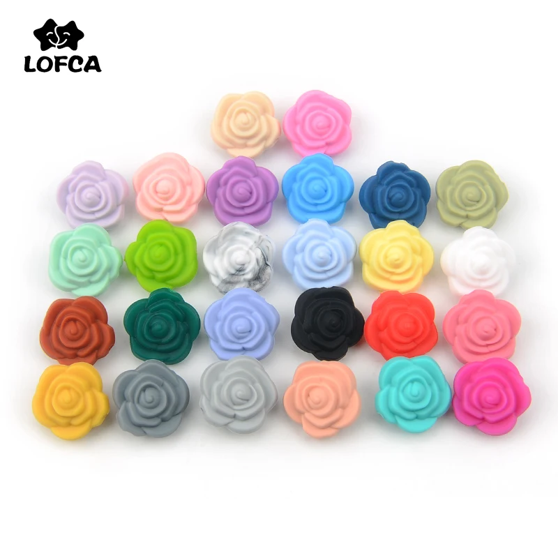 LOFCA-Cuentas de silicona para dentici&oacute;n de beb&eacute;, venta al por mayor, 20 unids/lote de flores, mordedor masticable infantil de grado alimenticio, juguetes de dentici&oacute;n sin BPA-3