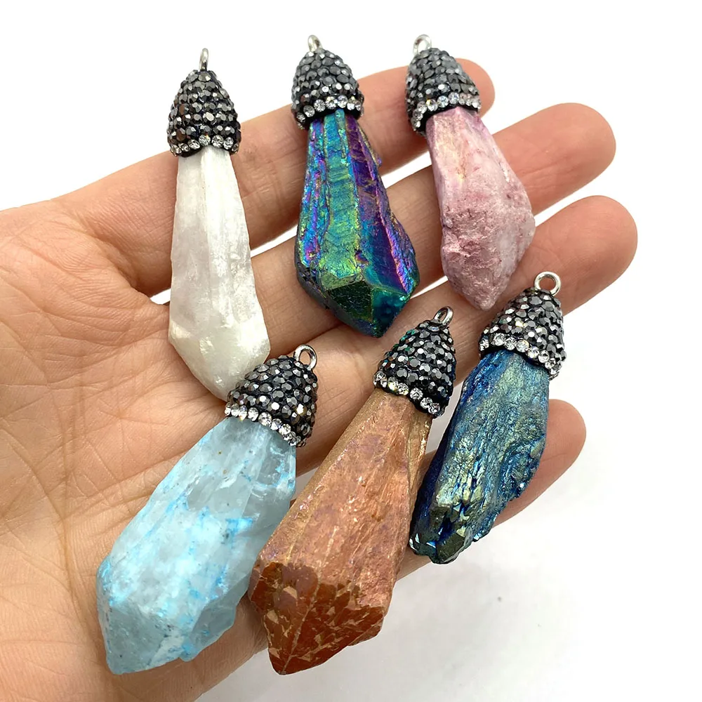 

1pcs Natural Crystal Stone Irregular Color Pendant Clavicle Exquisite Necklace Stone Volcanic Rock Bracelet Made of Prayer Beads
