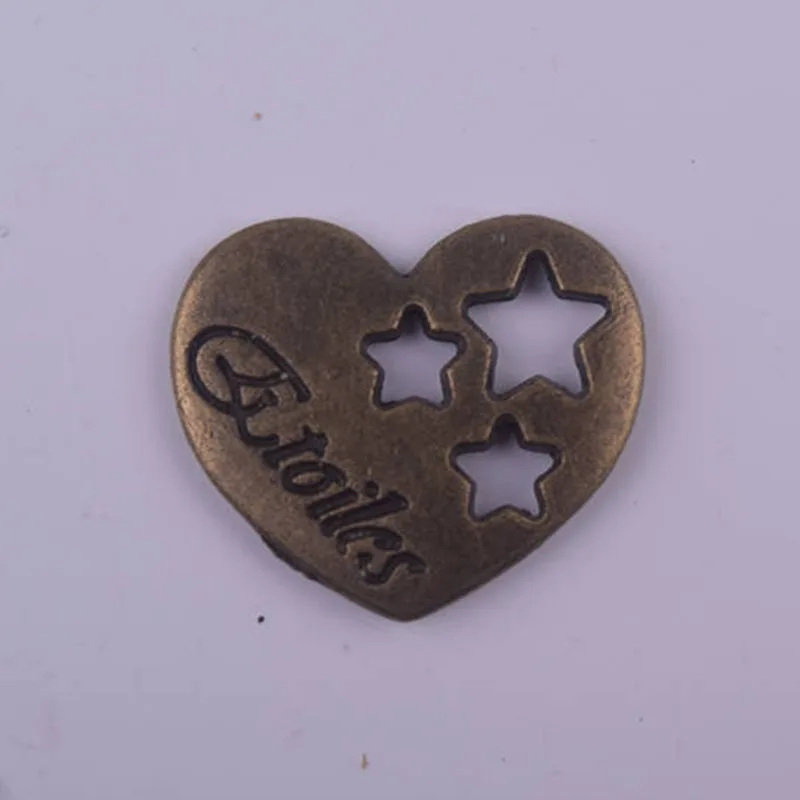 

Wholesale 50pcs/lot Antique Bronze Zinc Alloy Vintate Loving Heart DIY Charms Pendants Handmade Five Star Letter Jewelry Finding