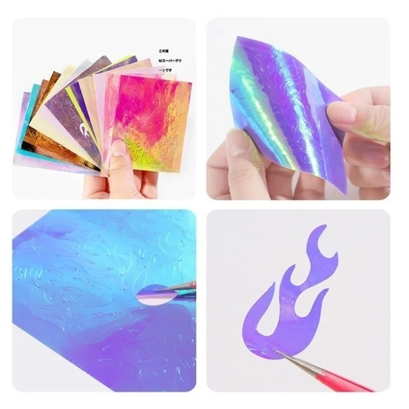 Modelones 6 шт./лот голографический лазер Серебряный дизайн ногтей стикер украшения