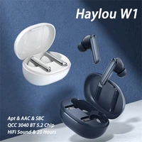 haylou w1 wireless bluetooth earphones aptx dual balanced armature dynamic earbuds smart touch control headphones qcc 3040