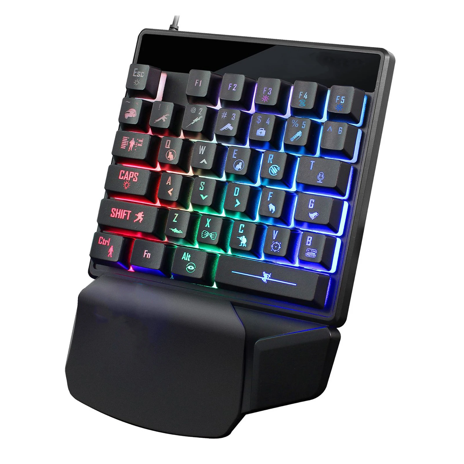 

Проводная игровая клавиатура с RGB подсветкой, 35 клавиш, Одноручная клавиатура