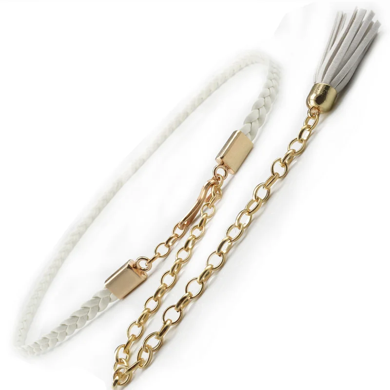 Женский винтажный Плетеный ремень из ПУ кожи с кисточками | Аксессуары для одежды