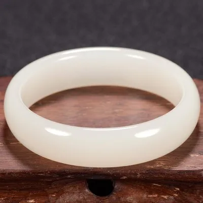 

Natural Hetian Jade White Jade White 54-62mm Bangle Elegant Princess Jewelry Best Gift