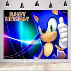 Виниловый фон для фотосъемки с изображением голубого героя Sonic Boy