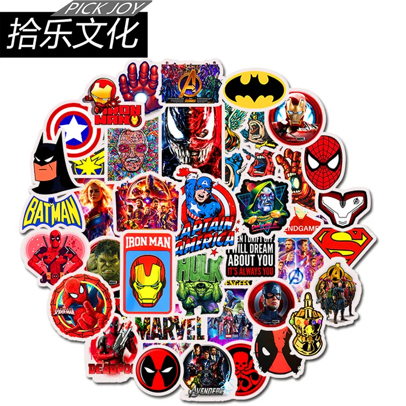 50 шт наклейки Marvel наклейки с супергероями, граффити, Водонепроницаемый скейтборд наклейки, Pegatinas Супергерои Z030B