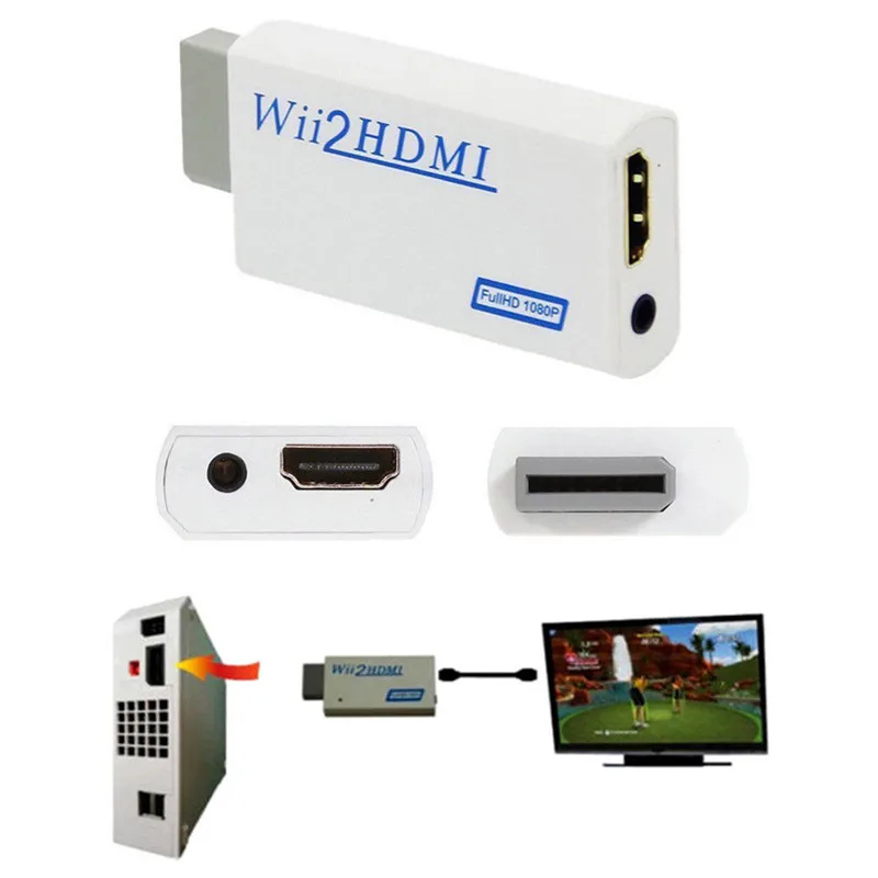 

For Wii To HDMI-compatible Adapter Converter Support Full HD 720P 1080P 3.5mm Audio Wii 2HDMI-compatible Adapter For HDTV