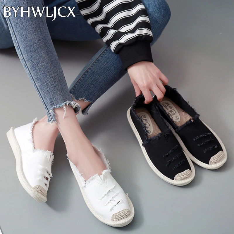 Женские парусиновые кроссовки белые Эспадрильи на плоской подошве Модные