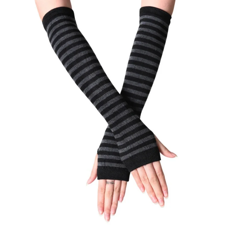 

Fall Winter Lovely Ultra-light Knitted Fabric Open Finger Half Wrist Cover Long Arm Warmers Gloves Adults Women Men