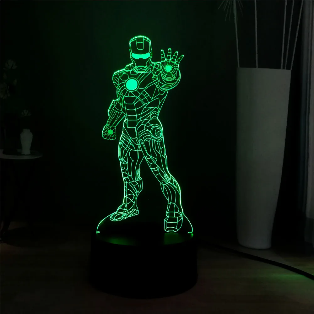 Фигурки Marvel светодиодный ночник RGB7colorful стоящий крутой Железный человек настольная лампа дети кабинет лампа Дети подарок на день рождения праздник