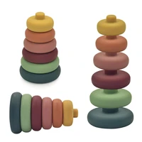 baby toy soft building blocks silicone stacking blocks round shape silicone construction toy rubber teethers montessori toy