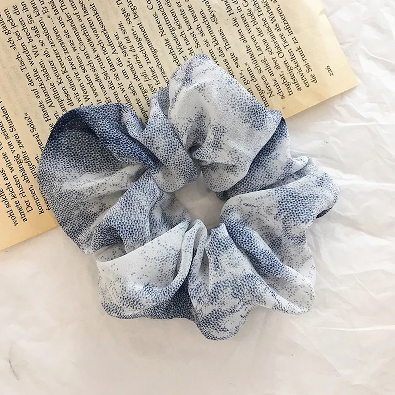 blue Модные женские шифоновые резинки для волос с кольцом, эластичные резинки для волос, чистый цвет, танцевальные резинки для волос, женские аксессуары для волос - Цвет: blue