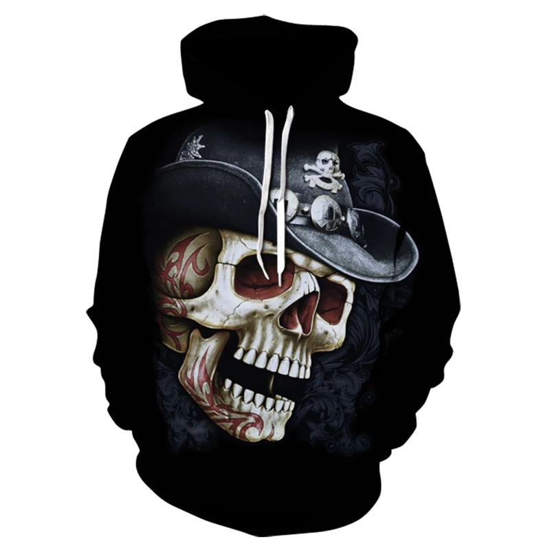 

Повседневный облегающий свитер из денима с длинными рукавами и 3D-принтом черепа, повседневная и удобная креативная уличная одежда, мужской ...