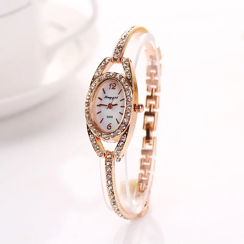 

Ladies Popular Watches Women Thin Diamond Bracelet Oval Wristwatch Quartz Analog Steel Wrist Watch For Woman Gift Relojes Mujer