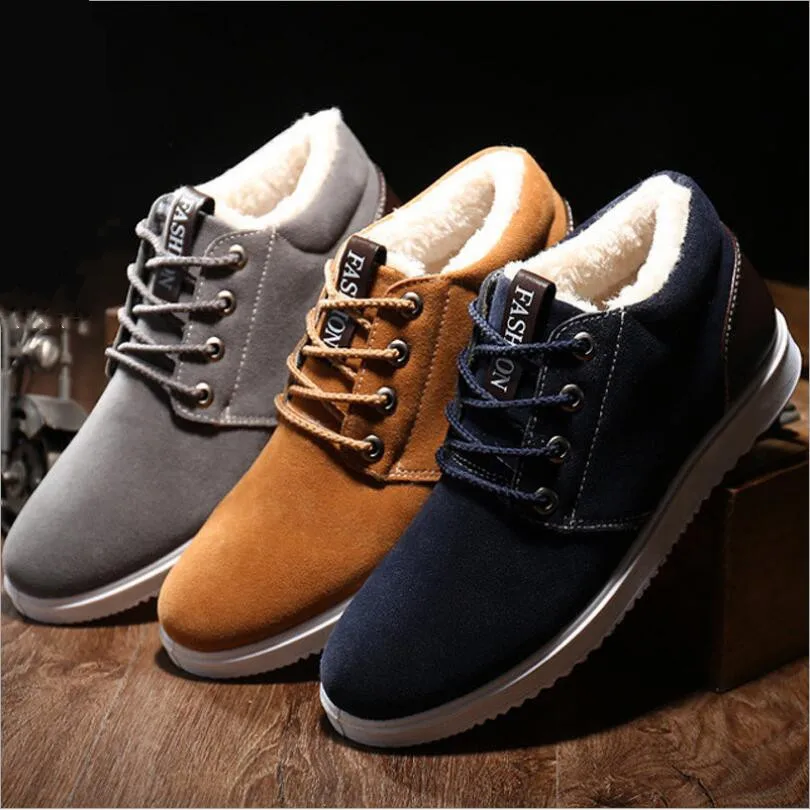 Мужские кожаные ботинки JX31 зимние с мехом 2019 теплые рабочие повседневные