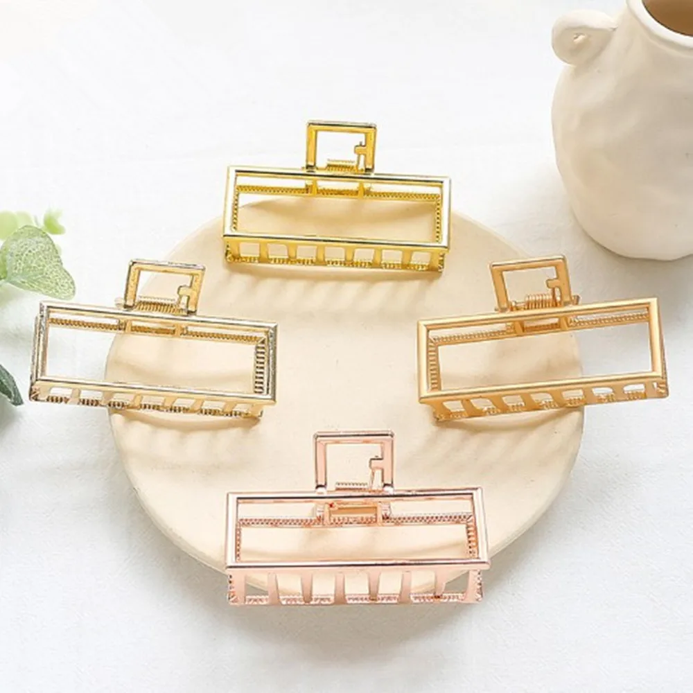 Женские Геометрические заколки для волос однотонные крабы в стиле ретро