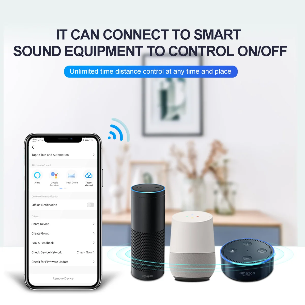 Однофазный таймер на Din-рейку 18 мм 60 А с Wi-Fi