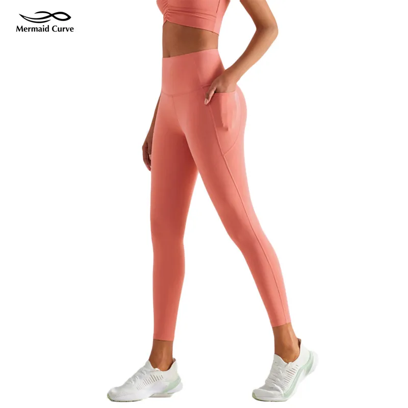 

2022 Spring Workout Women Clothes Two Side Drop-in Pockets Phone Tight Running Pants Fast Free High Waist Brushed Yoga Leggings