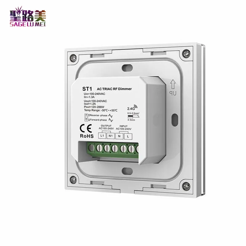 

ST1 AC100-240V AC Triac Rotary Glass Panel Dimmer Glass panel Rotary Knob dimming 2.4G RF For dimmable led lamp light