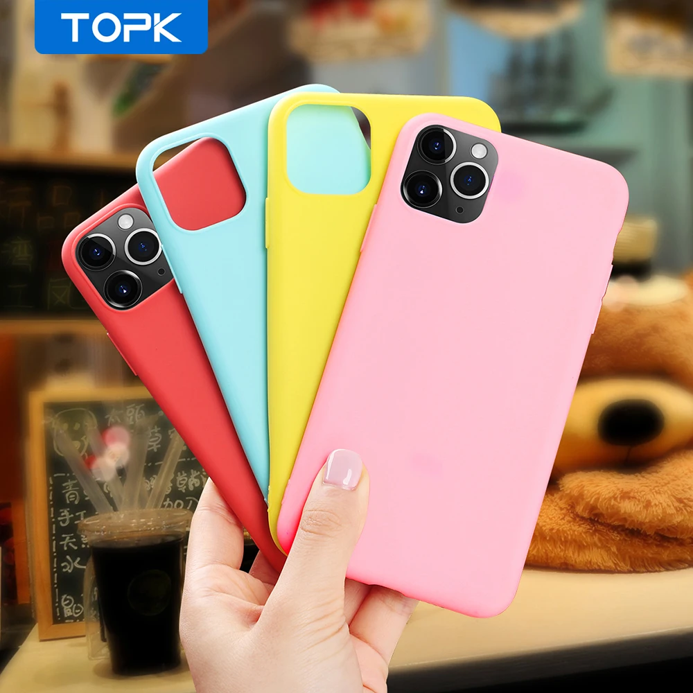 TOPK чехол для телефона iPhone 11 Pro Max мягкий тонкий противоударный из ТПУ карамельного