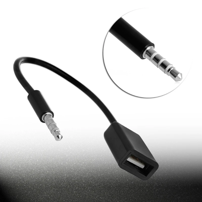 

3.5mm Male AUX Audio Plug Jack To USB 2.0 Female Converter Cable Cord Fr Car MP3