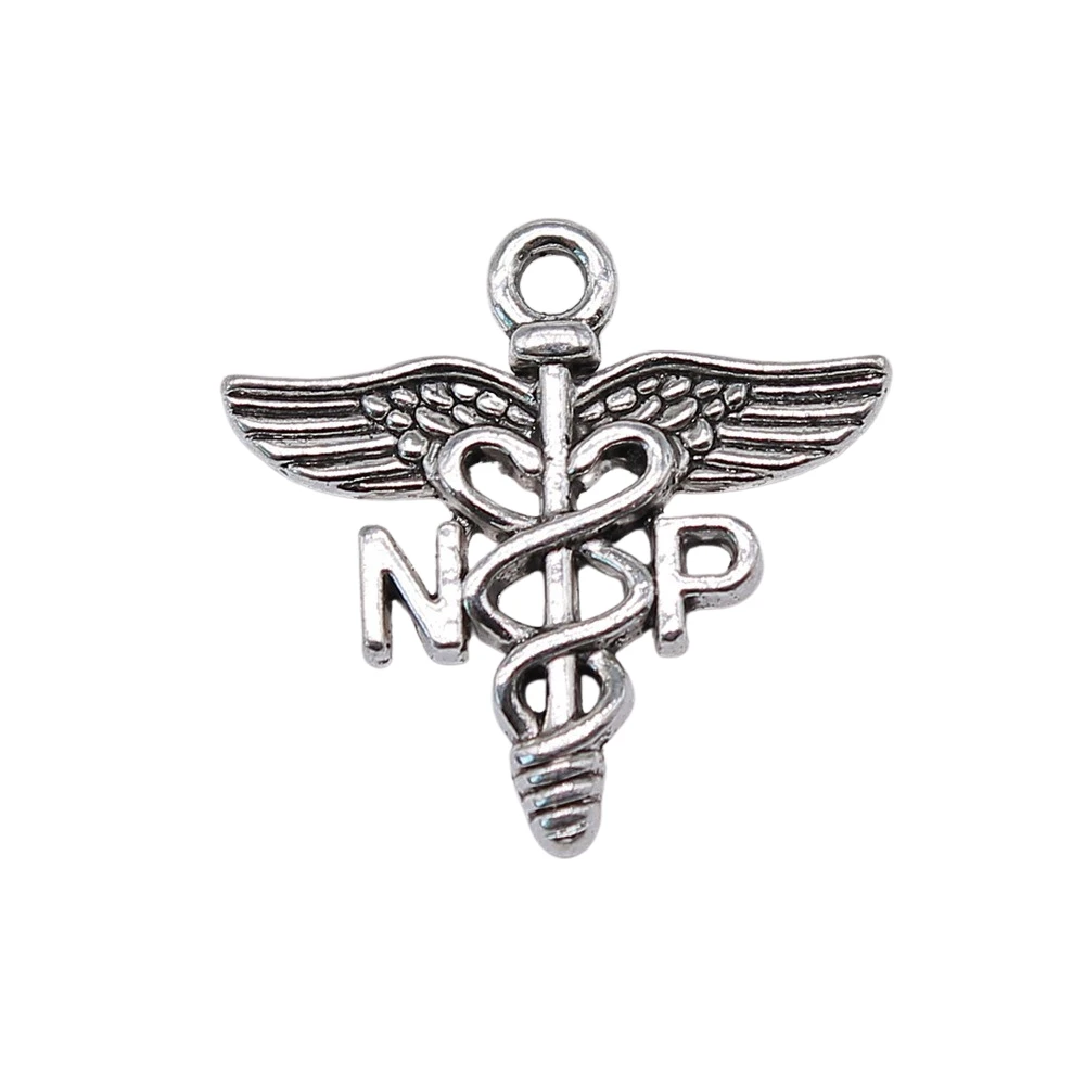 WYSIWYG 10pcs 20x19mm Np Medical Caduceus Symbol Charms Antique Silver Color Pendant Charms Jewelry Findings For Jewelry Making
