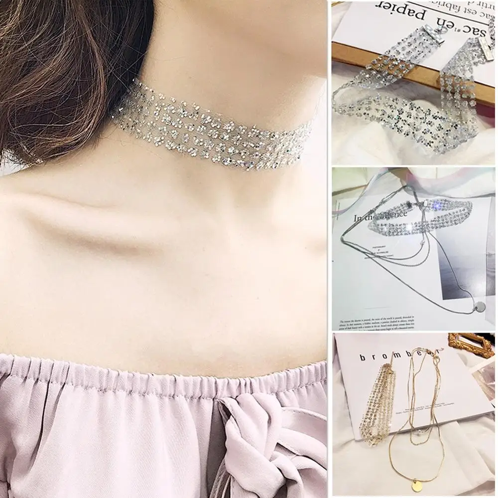 Хит Ins сексуальное колье из чистой пряжи многослойное чокер с жемчугом подвеской