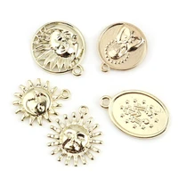 5pcs golden sun god charms for jewelry making diy charms pendant men women girl necklace earring bracelet jewelry accessories