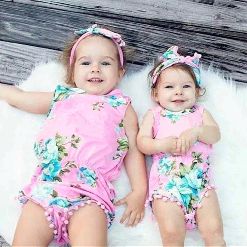 Модное боди для маленьких девочек 2 шт. милая Одежда новорожденных с цветочным