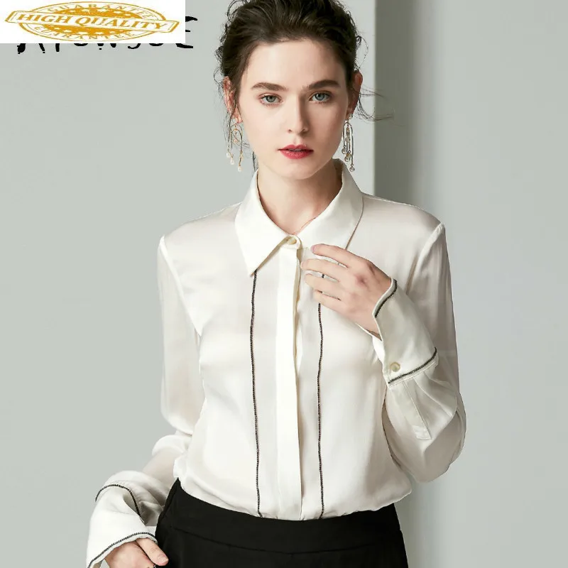 Женские топы и блузки рубашка из натурального шелка Весенняя осенняя одежда