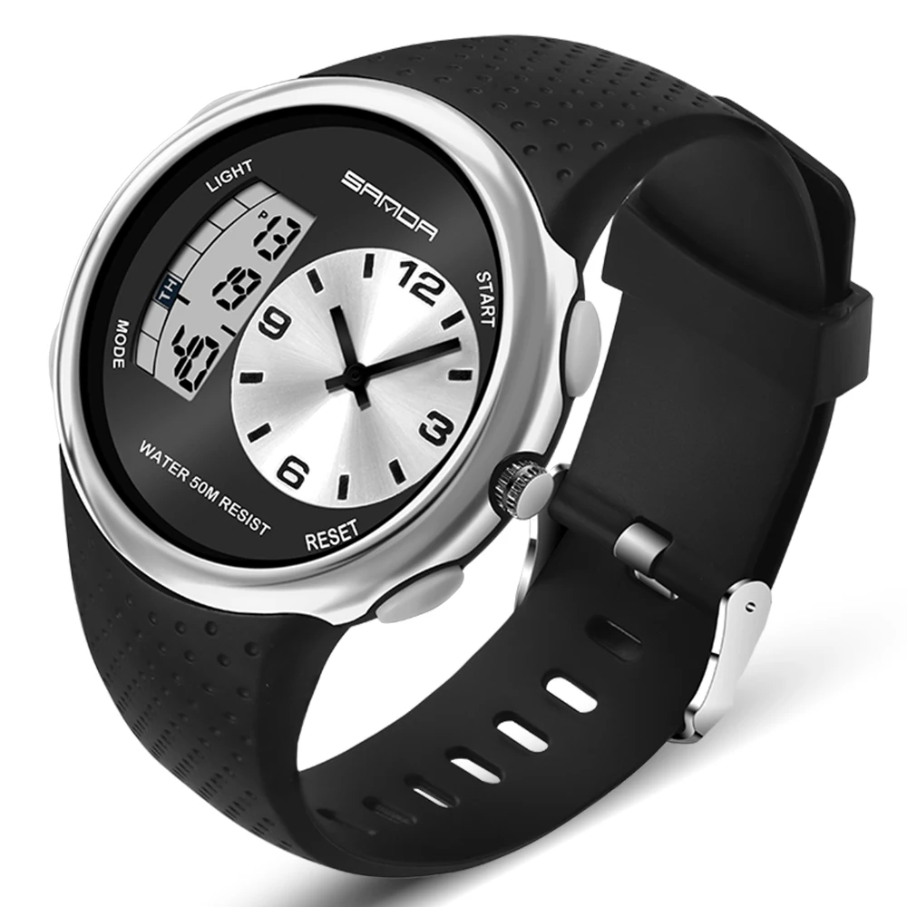 Часы наручные Sanda Мужские кварцевые с двойным экраном водостойкие