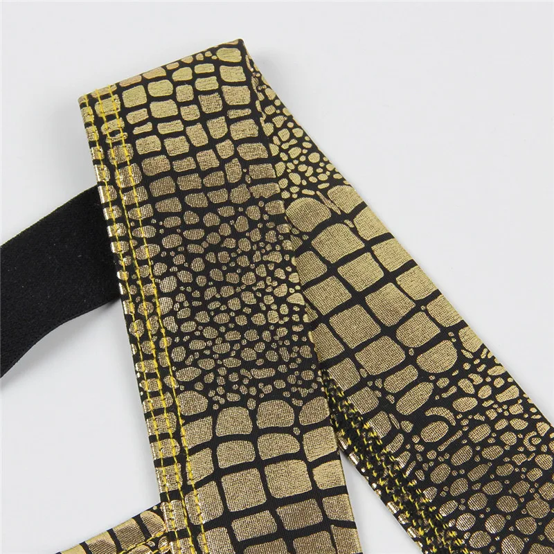 AIIOU Mens Underwear Gay Thongs and G Strings Sexy Gold Faux Leather Leopard Panties Jockstrap Pouch Penis Open T-back Men Thong |