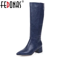 fedonas euro style plus size female high heels fashion party night club shoes woman winter warm women knee high western boots
