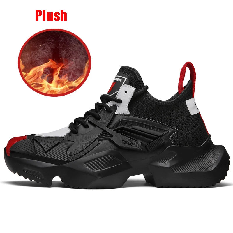 9007-Plush Black Red Новое поступление, стильные мужские кроссовки, спортивная обувь для мужчин, удобная спортивная обувь для бега и прогулок, Zapatos De Mujer - Цвет: 9007-Plush Black Red