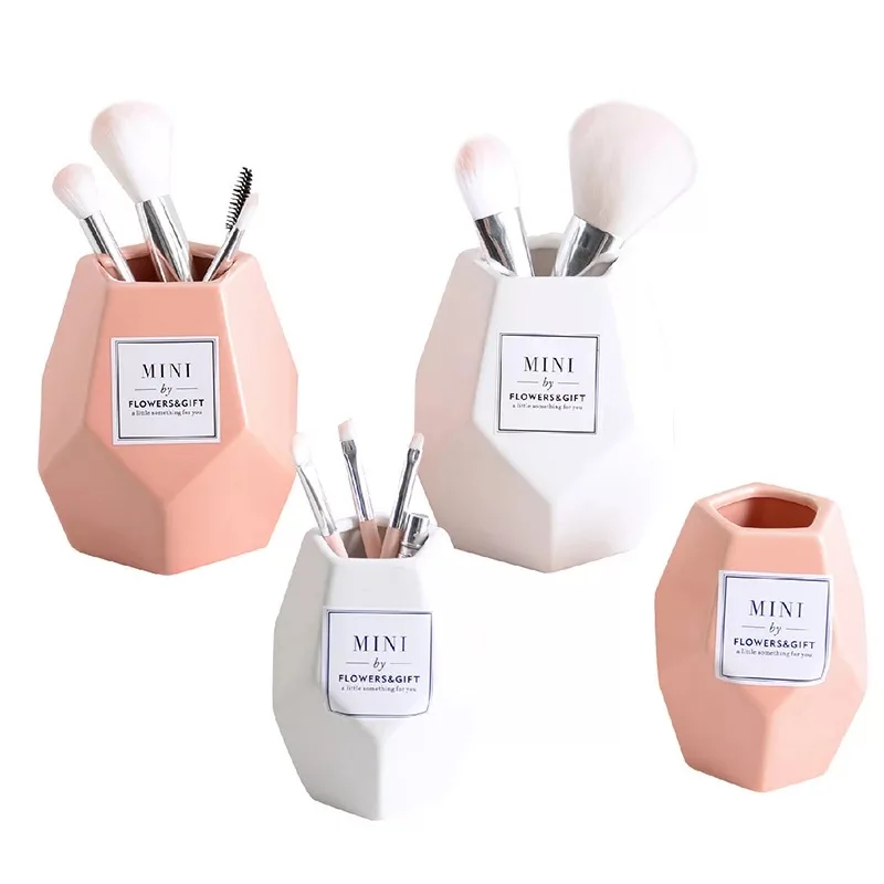 

Cosmetic Brush Jar Ceramic Table Organizer Brush Holder Storage Cans Pen Holder Rack Home Decorative Make Up Tools Box