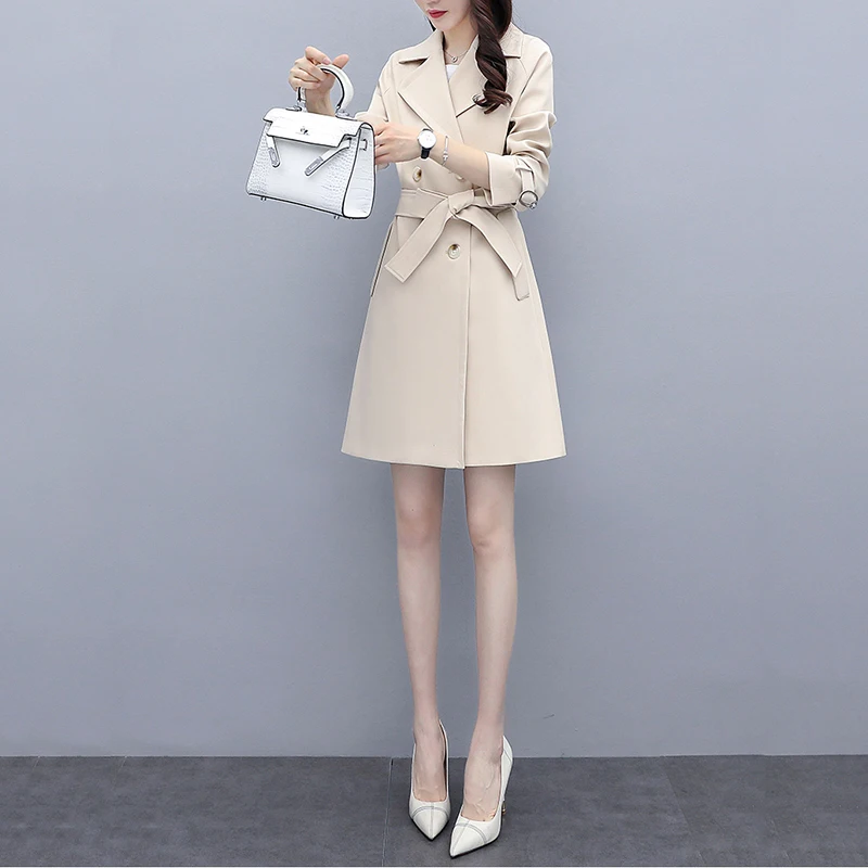 

Trench Coats Mujer Mid-length Spring Double-Breasted Loose Temperament Popular Women's Overcoat Spring Autumn Windbreaker Z583